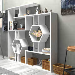 Geometric Bookcase Show Off Framed Photos, Potted Plants, Artful Accents and More in Statement-Making Style