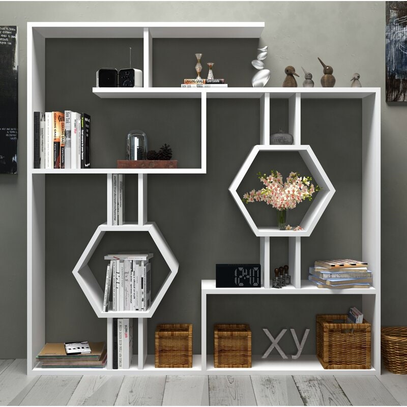 Geometric Bookcase Show Off Framed Photos, Potted Plants, Artful Accents and More in Statement-Making Style