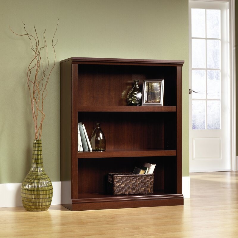 Cherry Hartman Standard Bookcase Stack Your Books in Style With This 3-Shelf Bookcase Adjustable Shelves
