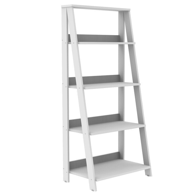 True White Haralda 55'' H x 24.1'' W Ladder Bookcase Perfect for Living Room of Home Office to Add Sophisticated Organization