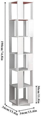 6 Tier Wooden Bookcase Corner Tall Book Shelf Modern 360 Rotating Storage Display Rack Floor Standing Shelves with Open Design Shelvin