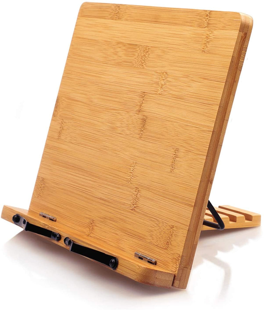Bamboo Book Stand, Cookbook Holder Desk Reading with 5 Adjustable Heig <div  class=aod_buynow></div>– Inhomelivings