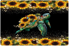 Funny  Turtle Shower Curtain Sunflower Vintage Floral Spring Flower Ocean  Shower Curtain Set with 12 Hooks Polyester Waterproof 69X70Inch