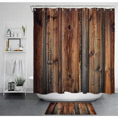 Rustic Country Style Barn Door Shower Curtains Farmhouse Style Western Brown Primitive Waterproof