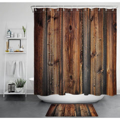 Rustic Country Style Barn Door Shower Curtains Farmhouse Style Western Brown Primitive Waterproof