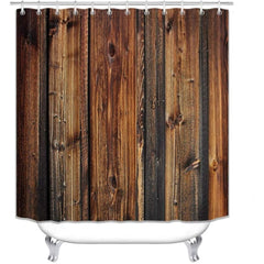 Rustic Country Style Barn Door Shower Curtains Farmhouse Style Western Brown Primitive Waterproof