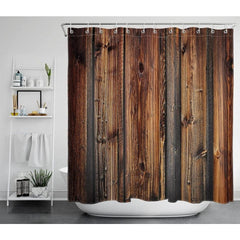 Rustic Country Style Barn Door Shower Curtains Farmhouse Style Western Brown Primitive Waterproof