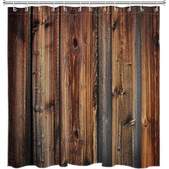 Rustic Country Style Barn Door Shower Curtains Farmhouse Style Western Brown Primitive Waterproof