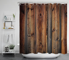 Rustic Country Style Barn Door Shower Curtains Farmhouse Style Western Brown Primitive Waterproof