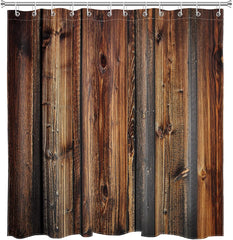Rustic Country Style Barn Door Shower Curtains Farmhouse Style Western Brown Primitive Waterproof