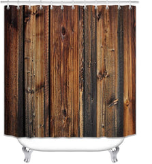 Rustic Country Style Barn Door Shower Curtains Farmhouse Style Western Brown Primitive Waterproof
