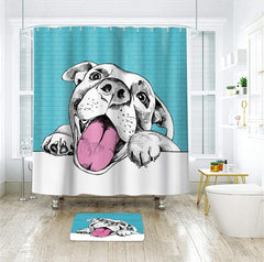 Dog Shower Curtain Puppy Animal Funny Cartoon Waterproof Decor 72x72 Inches