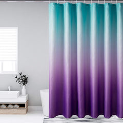Textured Fabric Shower Curtains Bathroom Waterproof Cloth Bath Curtain Green Purple Gradient