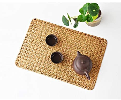 Pack of 6 Natural Seagrass Place Mats Woven Rectangular Placemats Rattan Wicker Table Mats