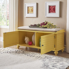 Nautical Yellow Indialantic Function and Flair Velvet Cabinet Storage Bench Living Room Stationary Furniture Decor