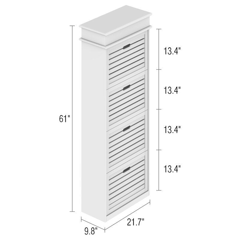 Mio 4 Pair Shoe Cabinet with Bench by Ruumstore White