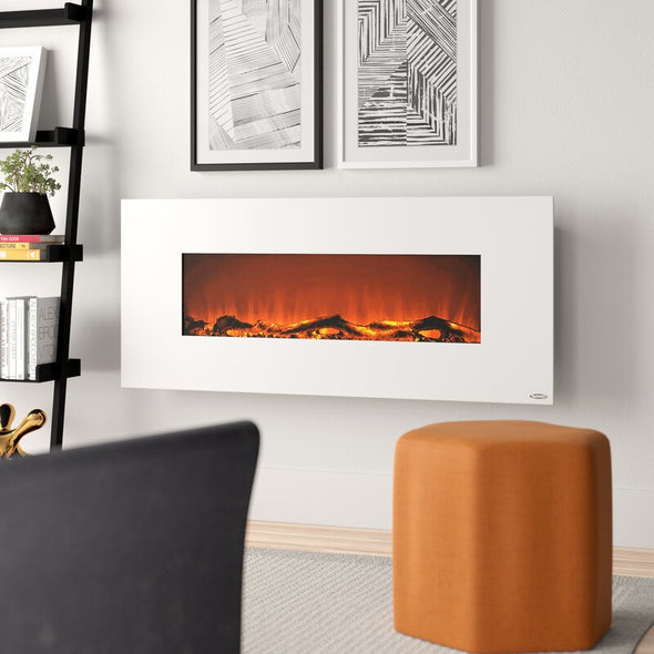 Electric Fireplace Adjustable, Flickering LED Flames for a Eealistic Look. Its 5118 BTUs Heater Warms Rooms up to 400 Square Feet