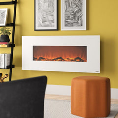 Electric Fireplace Adjustable, Flickering LED Flames for a Eealistic Look. Its 5118 BTUs Heater Warms Rooms up to 400 Square Feet