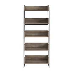 Gray Wash 5 Shelf Bookcases Steel Standard Bookcase Use in a Home Office, Living Room, Bedroom, or Front Hall with Raised Edges
