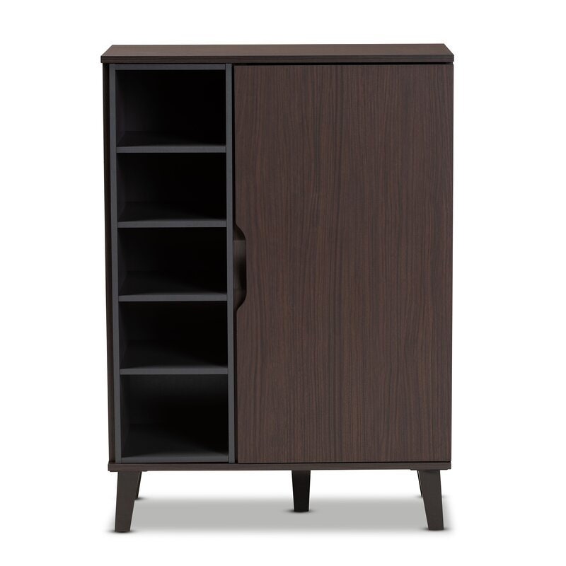 Dark Brown 15 Pair Shoe Storage Cabinet Easily Organize your Entryway with the Generous Shelving of the Idina Shoe Cabinet Five Open Shelves