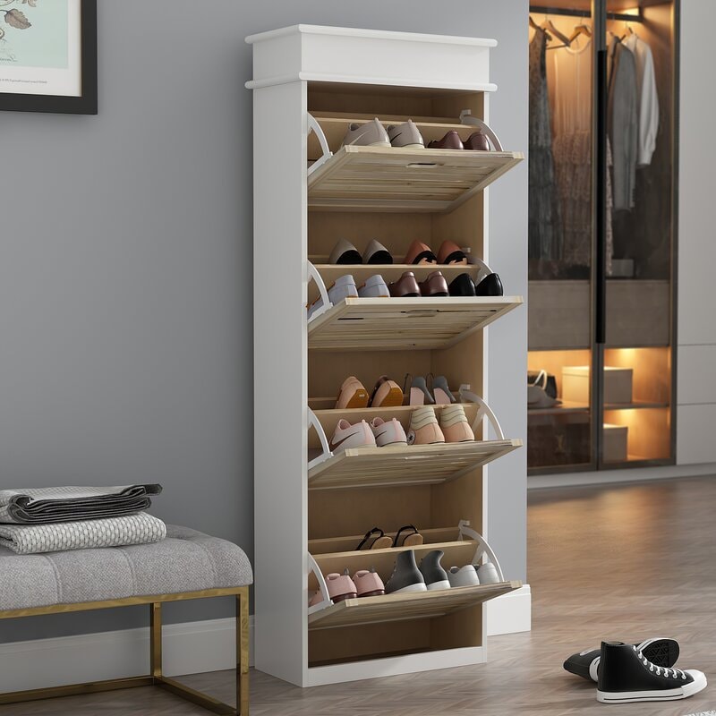 16 Pair Shoe Storage Cabinet Shoe Organization Compartments Provide Space to Place at Least 16 Pairs of Shoes