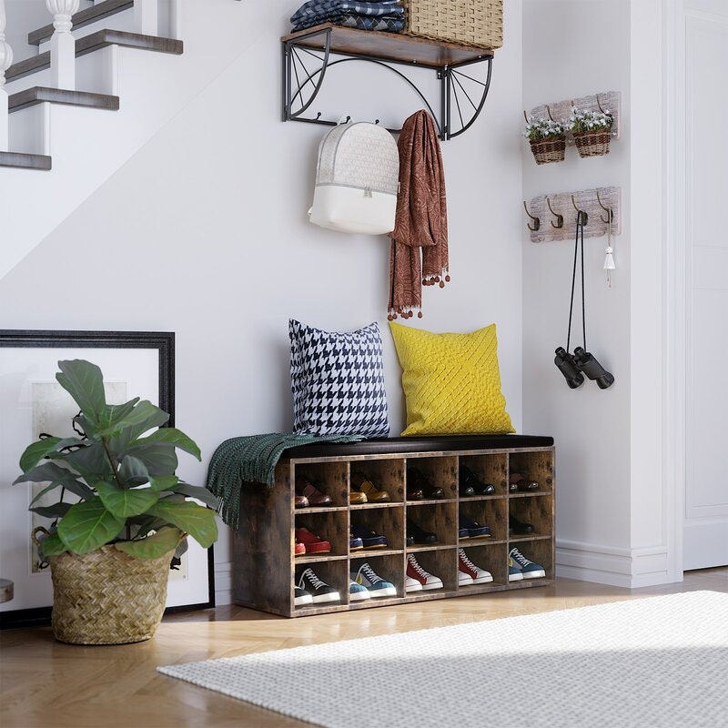 15 Pair Shoe Storage Bench Ideal for Flip Flops Flats Sandals Kids and Women s Shoes. Besides Shoes Pairs Scattering your Entryway