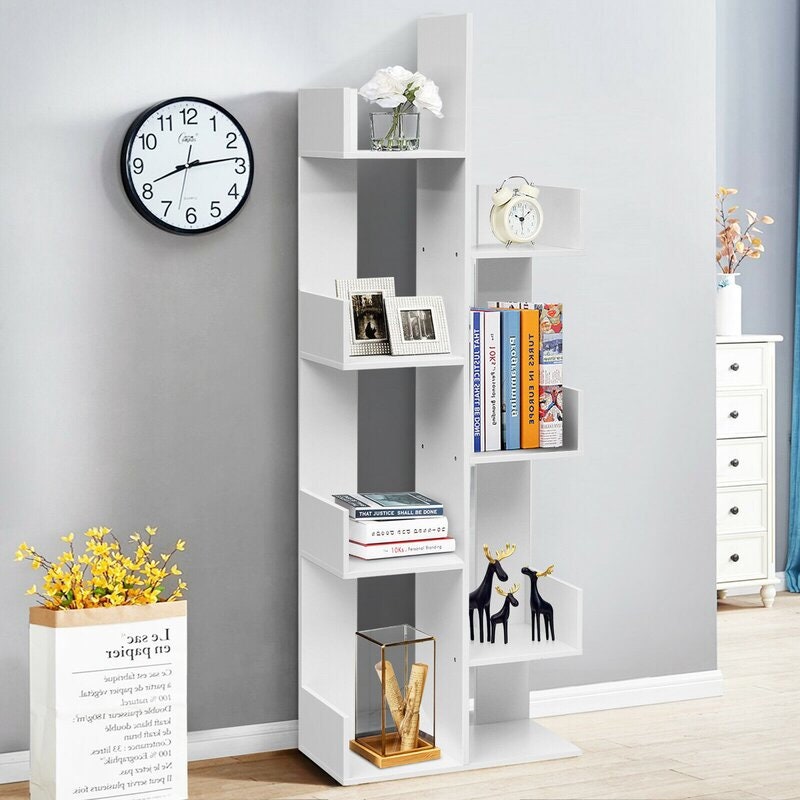 White Bookcase 8-tier Bookshelf 8 Open Shelves for Storing and Display <div  class=aod_buynow></div>– Inhomelivings