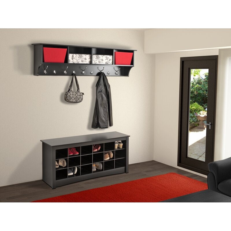 Wall Mounted Coat Rack  Five Large and Four Small Hooks Below Provide A Place To Bang Jackets, Bags, Scarves, and More