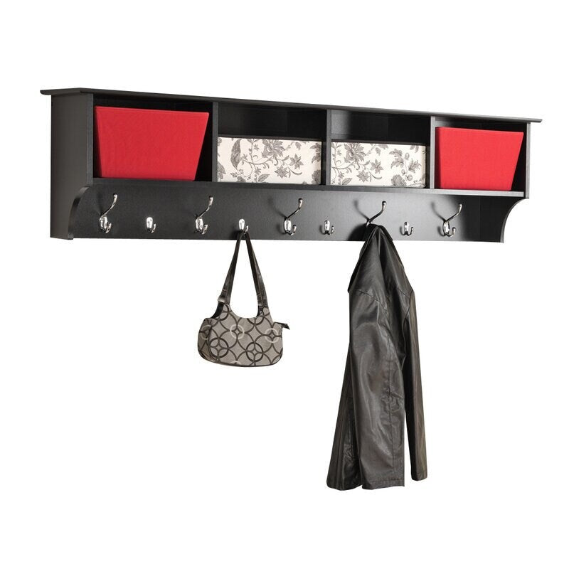 Wall Mounted Coat Rack  Five Large and Four Small Hooks Below Provide A Place To Bang Jackets, Bags, Scarves, and More