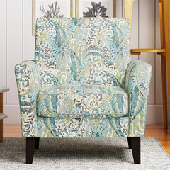 Sky Blue Multi Paisley Polyester Arm Accent Chairs Added To Your Living Room, Den, Or Office, This Armchair Boasts A Versatile Design