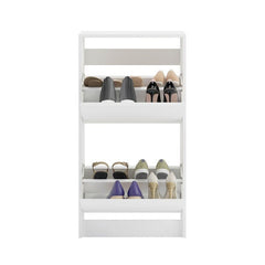 8 Pair Shoe Rack Two Tilt-Out Doors That Conceal Shoe Storage Compartments Adjustable Divider To Keep your Sneakers, Heels, Or Dress Shoes