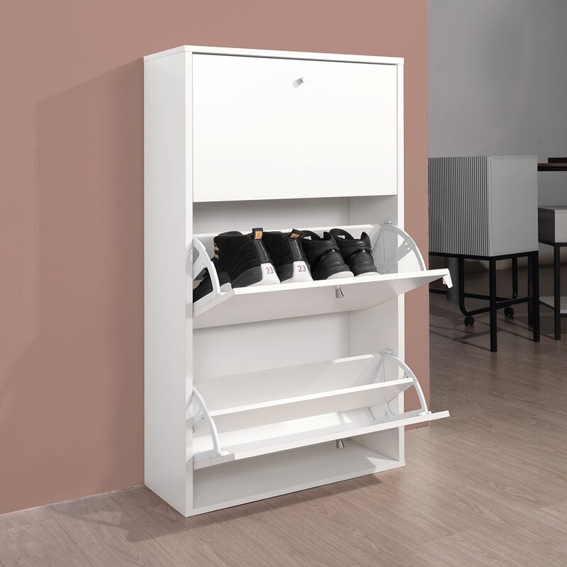 20 Pair Shoe Storage Cabinet Shoe Unit Will Fit Right Into your Hallway. Featuring Lots of Storage,Between 9-12 Pairs of Shoes