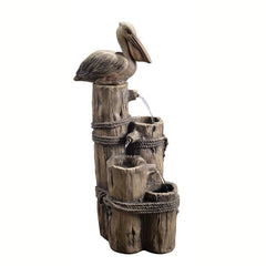 Resin Trunk Fountain Outdoor Fountains Add Classic Seaside Charm to your Home's Outdoor Area 4 Tiered Posts Topped