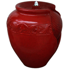 Vivid Red Resin Fountain with Light Turn your Home's Outdoor Area Into A Relaxing Oasis with the Peaktop Outdoor Glazed Pot Floor Fountain