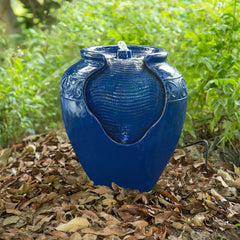 Royal Blue Resin Fountain with Light Turn your Home's Outdoor Area Into A Relaxing Oasis with the Peaktop Outdoor Glazed Pot Floor Fountain