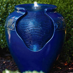 Royal Blue Resin Fountain with Light Turn your Home's Outdoor Area Into A Relaxing Oasis with the Peaktop Outdoor Glazed Pot Floor Fountain