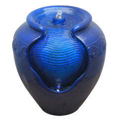 Royal Blue Resin Fountain with Light Turn your Home's Outdoor Area Into A Relaxing Oasis with the Peaktop Outdoor Glazed Pot Floor Fountain