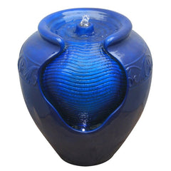Royal Blue Resin Fountain with Light Turn your Home's Outdoor Area Into A Relaxing Oasis with the Peaktop Outdoor Glazed Pot Floor Fountain
