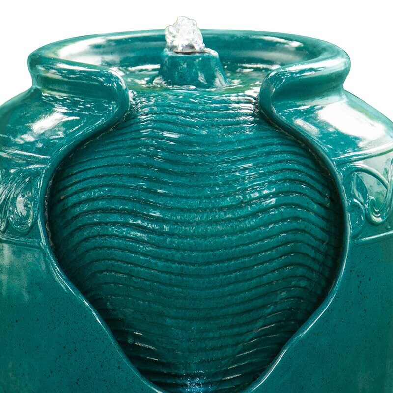 Teal Resin Fountain with Light Turn your Home's Outdoor Area Into A Relaxing Oasis with the Peaktop Outdoor Glazed Pot Floor Fountain
