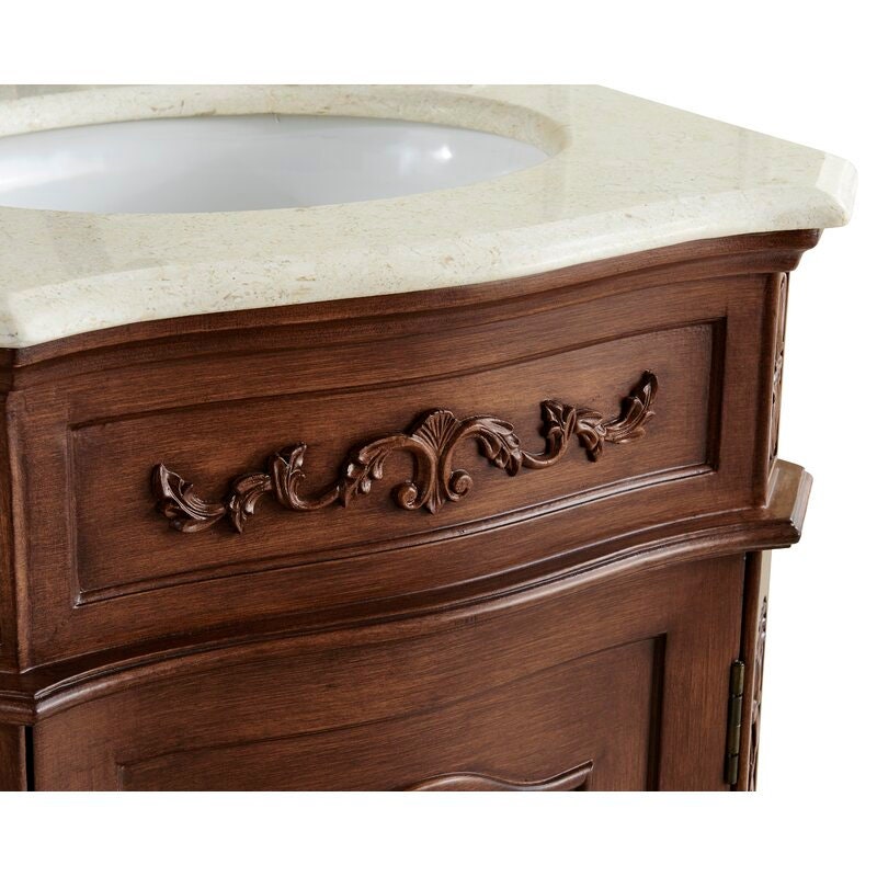 Teak Color Single Bathroom Vanity Set This Elegant Tradition Beauty in a Marble-Topped Adorn Any Home Or Office Bathroom
