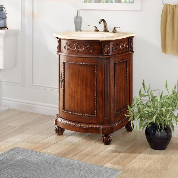 Brown Single Bathroom Vanity Providing your Home Or Office Bathroom Hand-Painted Teak Brown Antique beige Antique White Finish