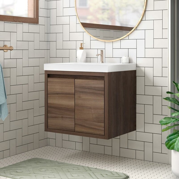 25" Wall-Mount Single Bathroom Vanity Modern & Contemporary Bathroom Vanities Great Option To Open up Larger Bathroom Space
