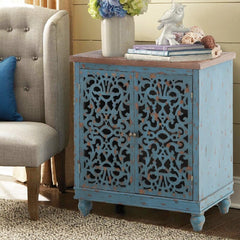 Blue 2 - Door Accent Cabinet Perfect Accent Cabinet for Additional Storage in your Entryway, Hallway, Or Living Areas Stain-Resistant