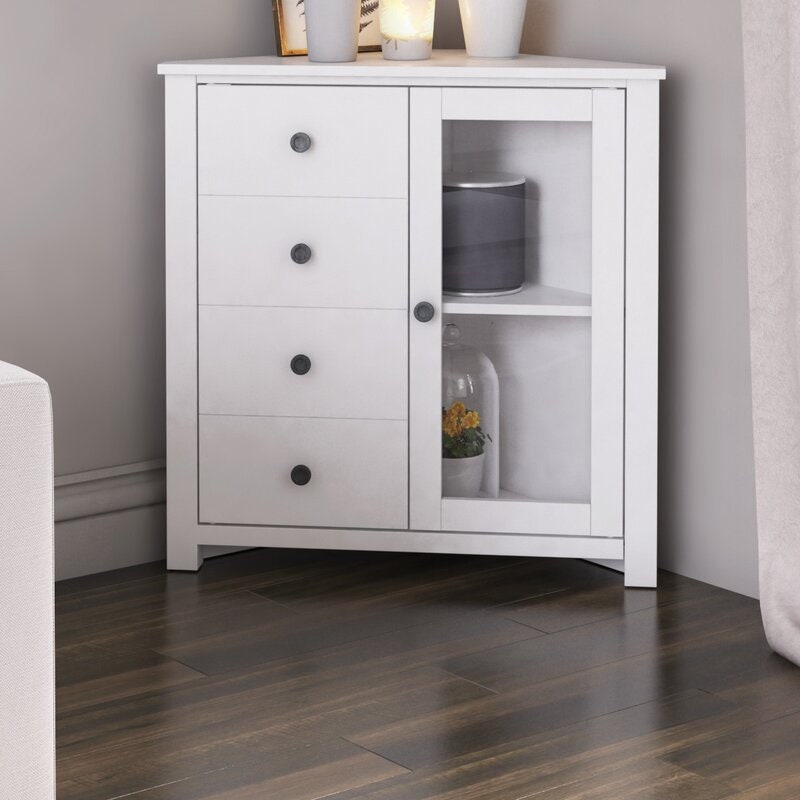 White 1 - Door Corner Accent Cabinet Perfect Floor Space  this Corner Accent Cabinet is A Space-Saving Solution for The Extra Storage