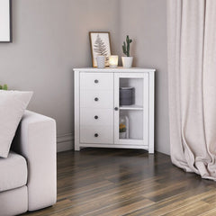 White 1 - Door Corner Accent Cabinet Perfect Floor Space  this Corner Accent Cabinet is A Space-Saving Solution for The Extra Storage