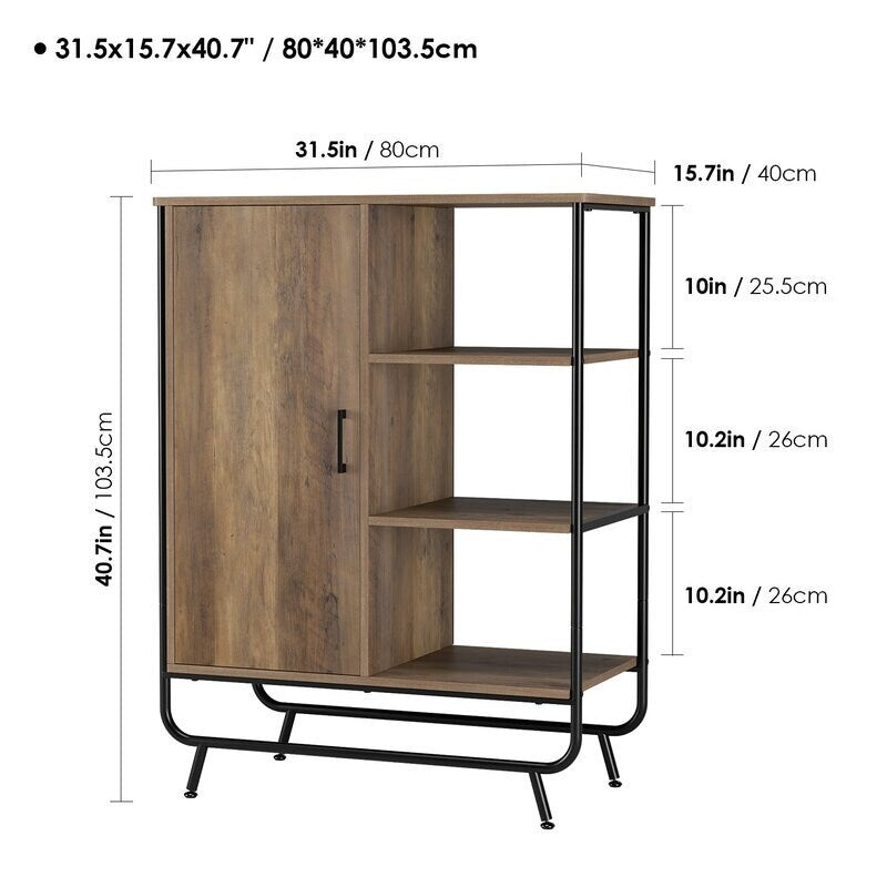 1 - Door Accent Cabinet Storage Cabinet Organizer 3 Side Shelves Keeps Everything Storage Cabinet for Living Room or Bedroom