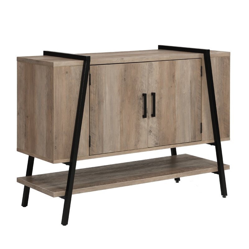 Stone Gray Open Storage Equipped Sideboards & Buffets Inside There is A Middle Divider and A Shelf For Any Other Items You Need To Store