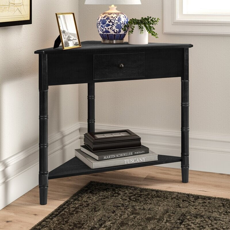 Solid Wood 3 Legs End Table with Storage Make Every Inch in your Home Count With This Versatile End Table Perfect for Corner Space