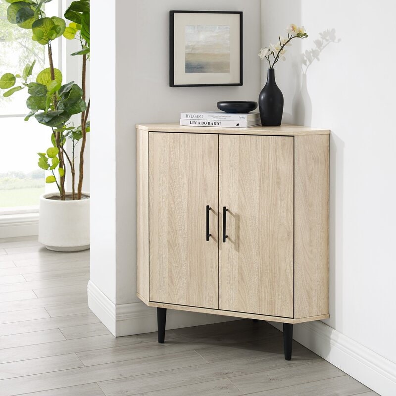 Birch 2 - Door Corner Accent Cabinet your Living Room, Entryway, Or Den Will Soon Showcase your Novels, Décor Perfect for Any Corner Space