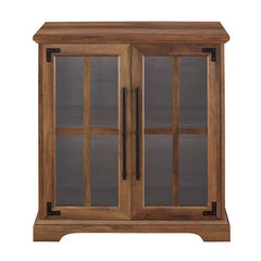 Reclaimed Barnwood 2 Door Accent Cabinet Adjustable Shelf, Soft-Close Glass Doors to Display and Easily Access your Dinnerware Essentials